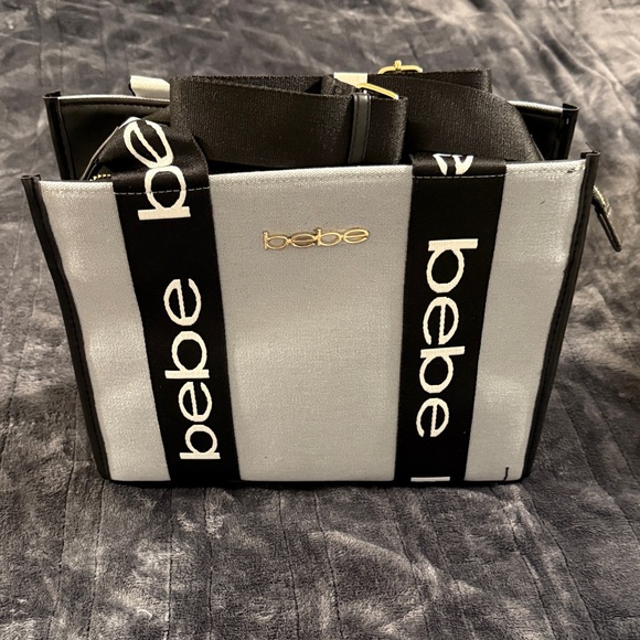 bebe Handbags - Bebe Black and Gray Tote Bag